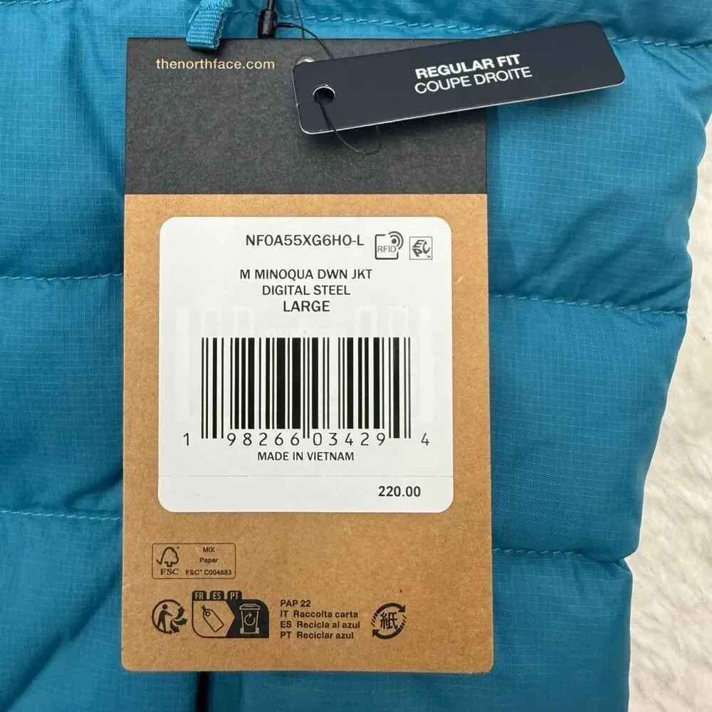 The North Face Men’s Minoqua Down Jacket in Digital Steel Deep Teal Regular Fit